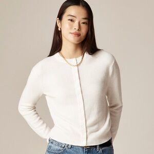 J. Crew Women's Cream Cashmere Cardigan Sweater Small Ivory Snow White